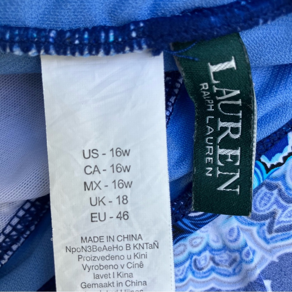 Lauren Ralph Lauren blue Paisley one piece skirted swimsuit size 16W Eurosummer - Picture 14 of 15